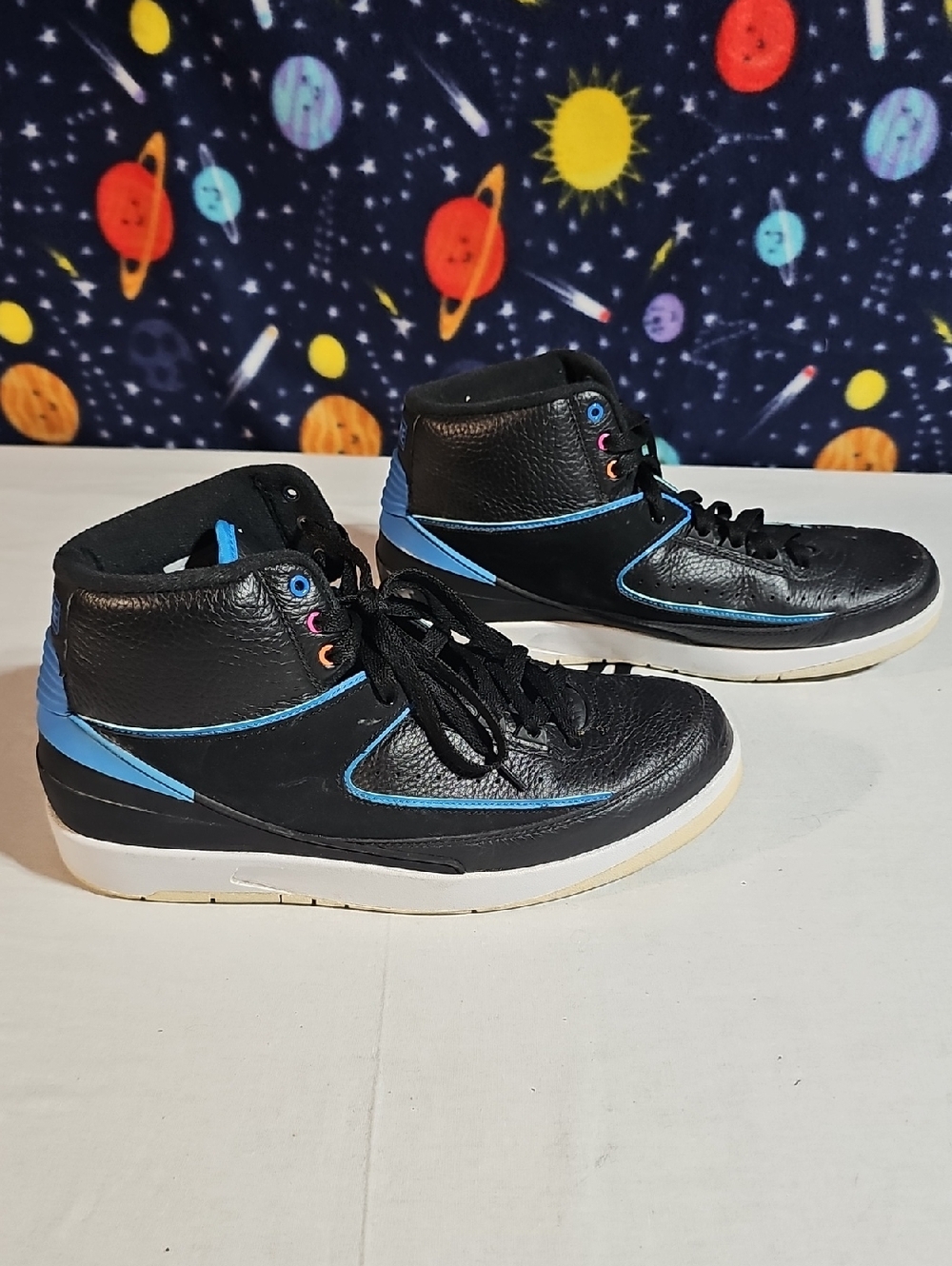 Jordan Black and Blue High-Top Sneakers